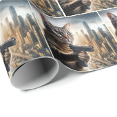 Gestreepte kat met een pistool cadeaupapier (Rol Hoek)