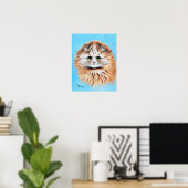 Gestreepte kat met groene ogen, Louis Wain Poster (Thuiskantoor)