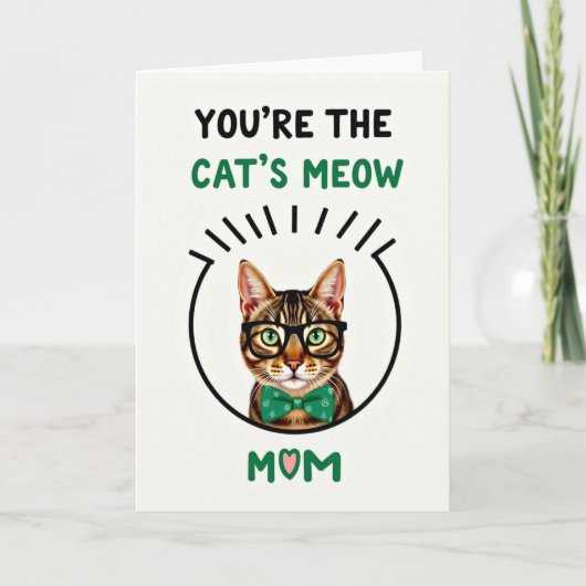 Gestreepte Kat Miauw Moeder Kaart (Voorkant)