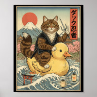 Gestreepte kat ninja vintage Japanse Ukiyo-e kunst
