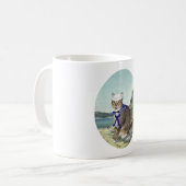 Gestreepte Kat op het Strand Koffiemok (Voorkant links)