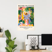 Gestreepte kat op toilet kunstprint Grappige Matis Poster (Thuiskantoor)