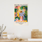 Gestreepte kat op toilet kunstprint Grappige Matis Poster (Keuken)