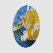 Gestreepte Kat Ornament (voorkant)