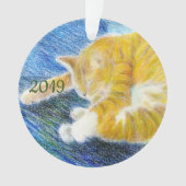 Gestreepte Kat Ornament (voorkant)