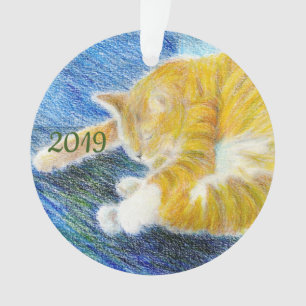 Gestreepte Kat Ornament