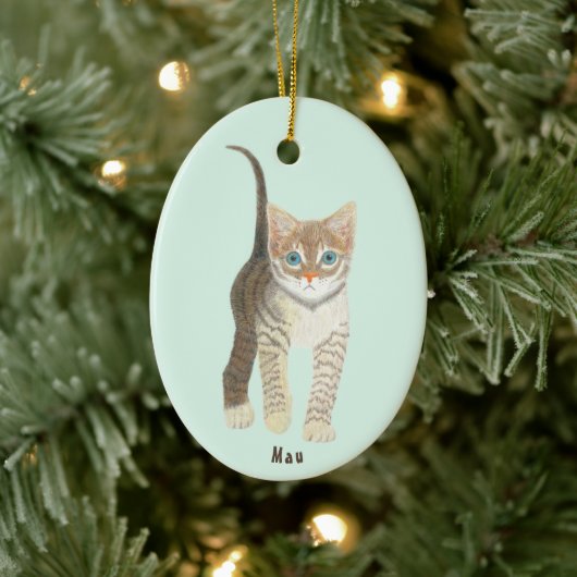 Gestreepte Kat Ovaal Ornament (Boom)