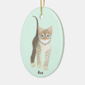 Gestreepte Kat Ovaal Ornament (Links)