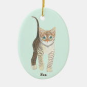 Gestreepte Kat Ovaal Ornament (Voorkant)