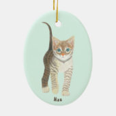 Gestreepte Kat Ovaal Ornament (Achterkant)