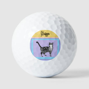 Gestreepte Kat Paarse Katten Dames Pastelkleuren Golfballen