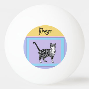 Gestreepte Kat Paarse Katten Dames Pastelkleuren Pingpongbal