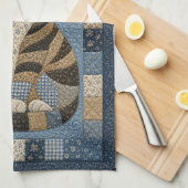 Gestreepte Kat Quilt Theedoek (Quarter Fold)