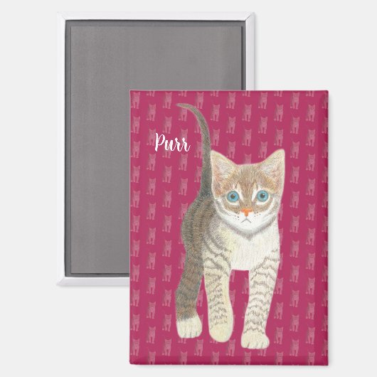 Gestreepte Kat Rechthoekige Magneet (Voorkant / Achterkant)