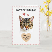 Gestreepte Kat Zalig Moederdag Kaart (Gele Bloem)