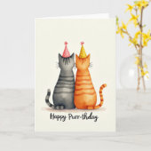 Gestreepte Katten Blijde Kaart (Gele Bloem)