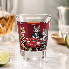 Gestreepte katten die poker spelen shot glas
