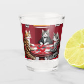 Gestreepte katten die poker spelen shot glas (Voorkant)