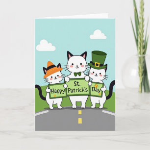 Gestreepte Katten Kerstkaart Kaart
