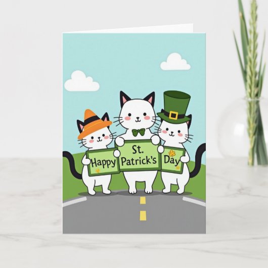 Gestreepte Katten Kerstkaart Kaart (Voorkant)