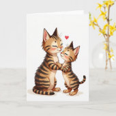 Gestreepte Katten Liefde Kaart (Gele Bloem)