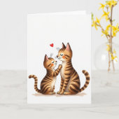 Gestreepte Katten Liefhebben Moeder Kaart (Gele Bloem)