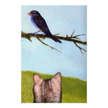 Gestreepte katten praten met vogels