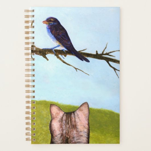 Gestreepte katten praten met vogels planner (Voorkant)