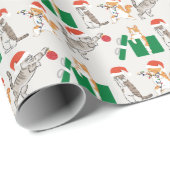 Gestreepte katten versieren grappige dwaze witte k cadeaupapier (Rol Hoek)