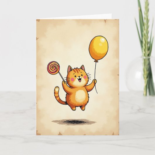 Gestreepte Katten Vreugde Kaart (Voorkant)