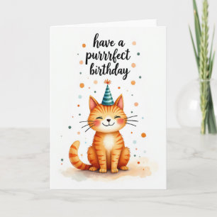 Gestreepte Kattenverjaardagskaart Kaart