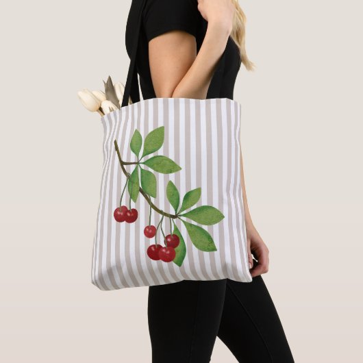 gestreepte kers tote bag (Dichtbij)
