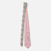 Gestreepte Kersenbloesem Bloemrijke Groomsmen Stropdas (Achterkant)