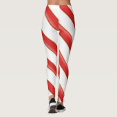 Gestreepte Kerst Kerststok Leggings (Achterkant)