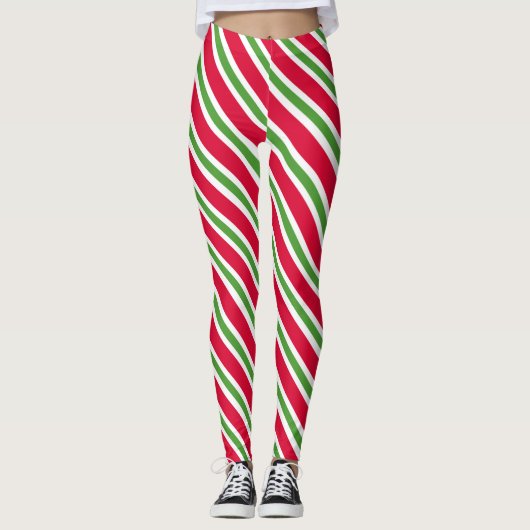 Gestreepte kerst leggings (Voorkant)