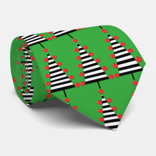 Gestreepte Kerst Tri-Tree Tie Stropdas