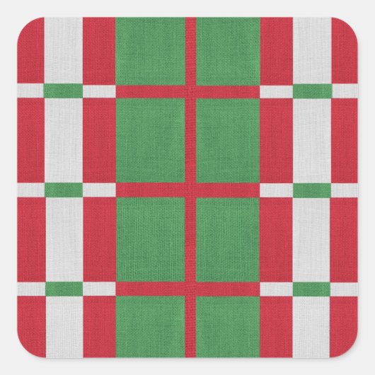 Gestreepte kerst vierkante sticker (Voorkant)