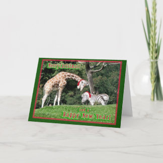 Gestreepte Kerstmis van de Giraffe Feestdagen Kaart