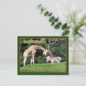 Gestreepte Kerstmis van de Giraffe Feestdagenkaart (Staand voorkant)