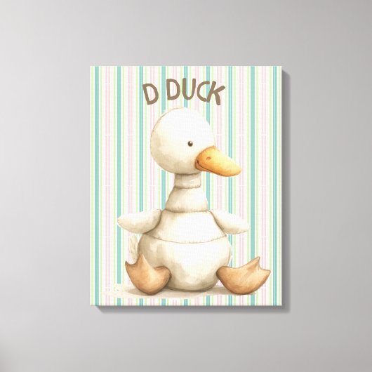 Gestreepte kinderkamer ontwerp met Duck & D Duck A Canvas Afdruk (Voorkant)