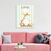 Gestreepte kinderkamer ontwerp met Duck & D Duck A Canvas Afdruk (Insitu (Woonkamer))