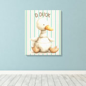 Gestreepte kinderkamer ontwerp met Duck & D Duck A Canvas Afdruk (Insitu (Houten vloer))