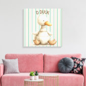 Gestreepte kinderkamer ontwerp met Duck & D Duck A Canvas Afdruk (Insitu (Woonkamer))