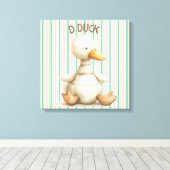 Gestreepte kinderkamer ontwerp met Duck & D Duck A Canvas Afdruk (Insitu (Houten vloer))