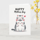 Gestreepte Kitten Liefdeskaart Kaart (Gele Bloem)