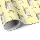 Gestreepte Kitten Met Aanpasbare Tekst Inpakpapier (Rol Hoek)
