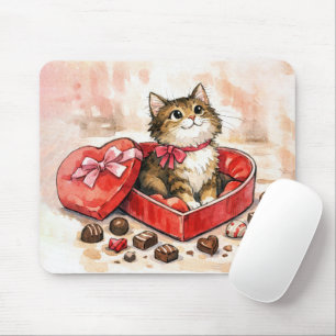 Gestreepte Kitten Zit in een Snoepdoos Muismat