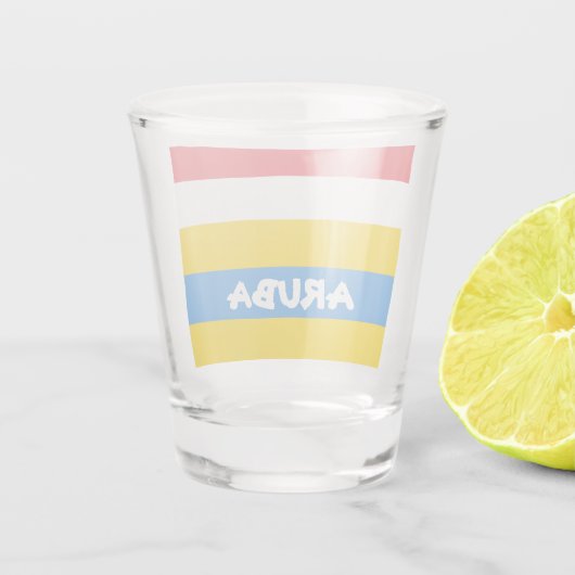 Gestreepte kleuren van de vlag van Aruba Shot Glas (Achterkant)
