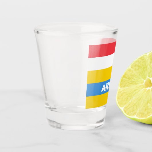 Gestreepte kleuren van de vlag van Aruba Shot Glas (Links)