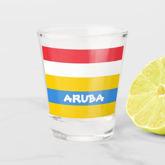 Gestreepte kleuren van de vlag van Aruba Shot Glas (Voorkant)